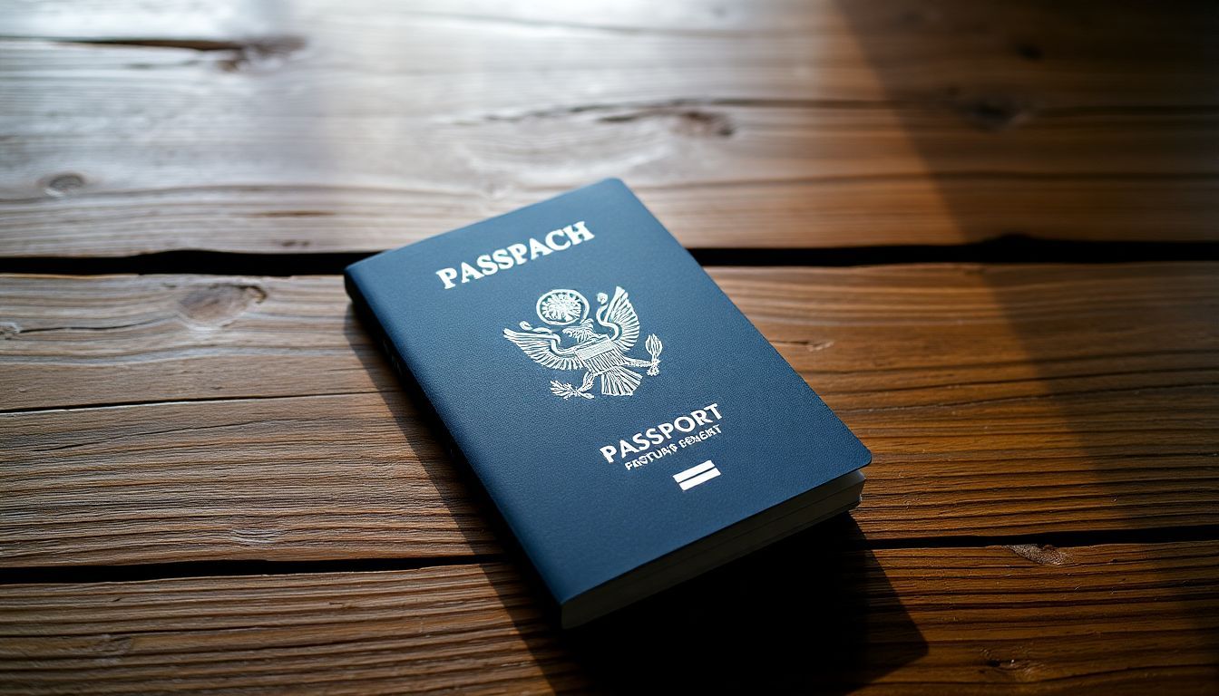 Een Nederlandse paspoort rust op een houten tafel.