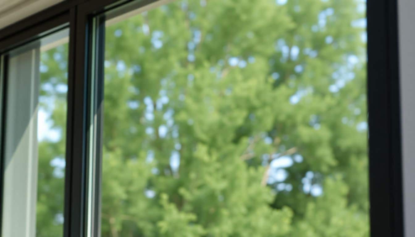 Een close-up foto van een modern huisraam met HR++ glas.