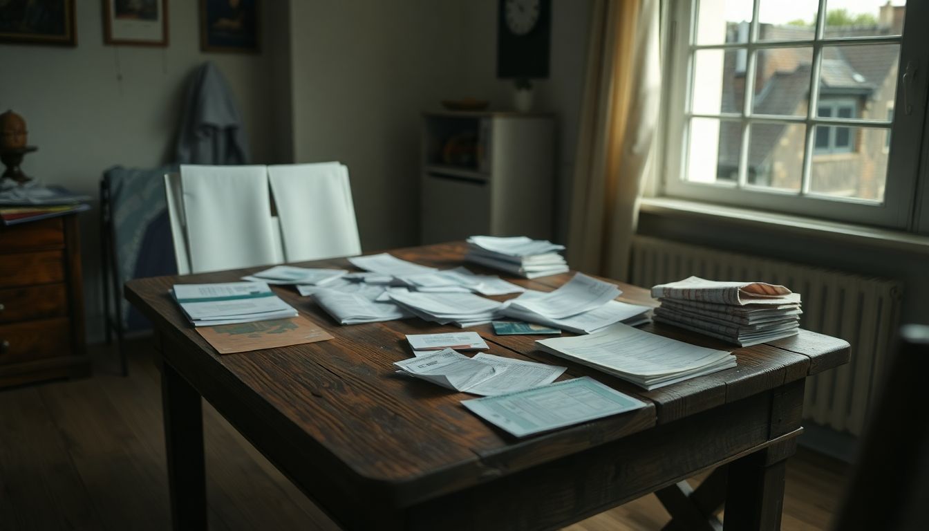 Een tafel vol financiële documenten na het opnemen van €50.000 aan eigen vermogen.